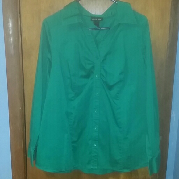 Lane Bryant Tops Emerald Green Button Up Dress Blouse Poshmark